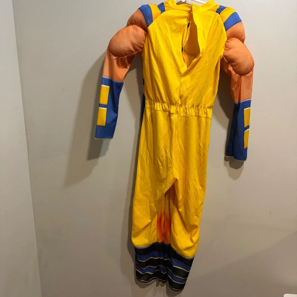 Marvel Wolverine Muscle Costume Kids Medium 8-10 X-Men Superhero Jumpsuit Yellow - Picture 4 of 7
